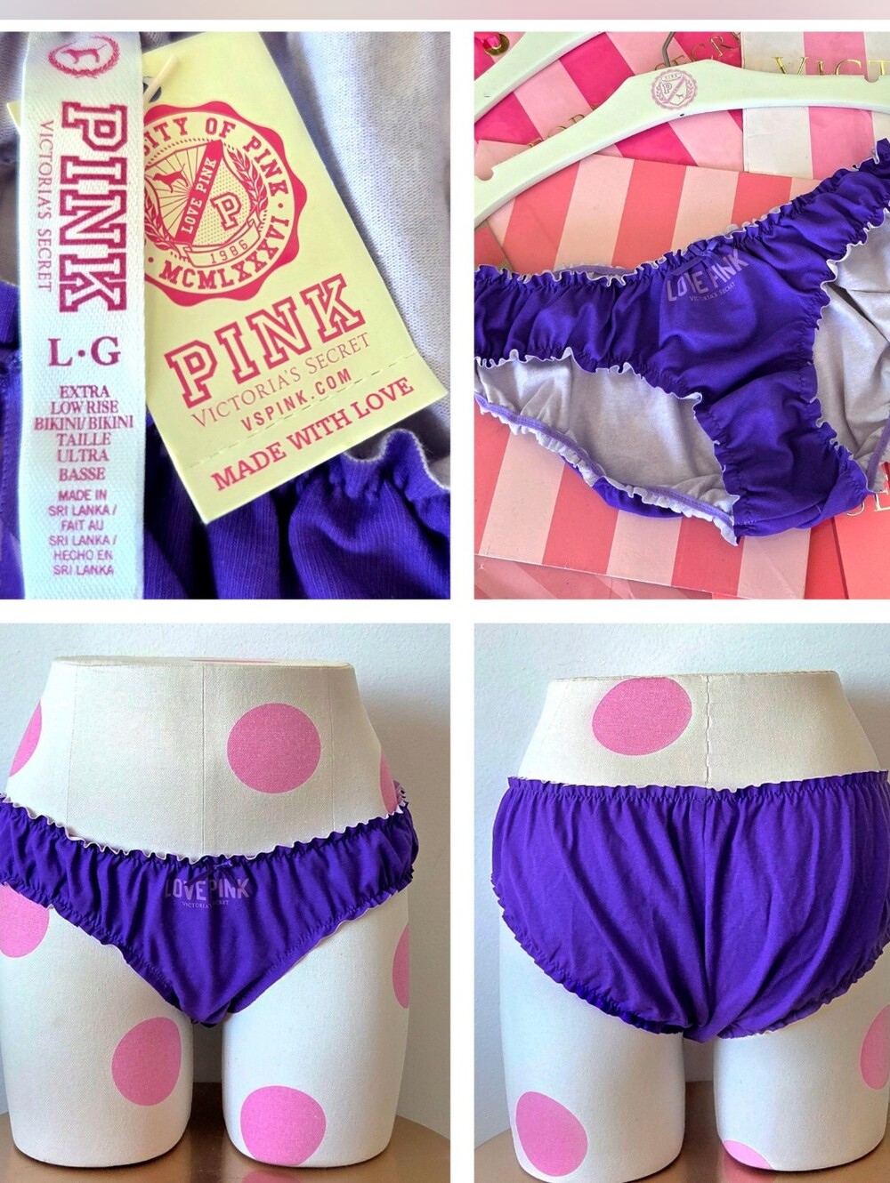 Victoria's Secret PINK VTG Extra Low Rise Bikini Panty NWT Ruffles Ruching RARE